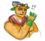 anthro biceps big_biceps big_muscles blue_eyes brown_body brown_fur brown_markings brown_nose clothed clothing eyebrows eyewear front_view fur furgonomics gloves goggles green_clothing handwear hat headgear headwear looking_at_viewer male markings multicolored_body multicolored_fur muscular muscular_anthro muscular_male no_pupils pecs pose simple_background smile smirk solo standing text topless two_tone_body two_tone_fur white_background einthebusinessdeer league_of_legends riot_games tencent teemo_(lol) mammal yordle 2015 colored digital_drawing_(artwork) digital_media_(artwork) english_text shaded