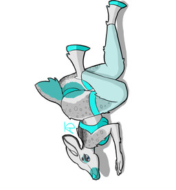 anthro big_butt blue_body blue_eyes blue_fur breasts butt clothed clothing female fluffy fluffy_tail fully_shaded fur markings pose ring_(marking) sideways simple_background solo spots spotted_body tail thick_tail thick_thighs white_body white_fur alicethedeer mavy_(alicethedeer) cervine deer mammal digital_media_(artwork) hi_res pinup