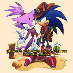 alternate_costume anthro averting_eyes belt_buckle biped black_nose blue_quills blush bodily_fluids boots buckle cactus clothed clothed_anthro clothed_female clothed_male clothing cowboy cowboy_boots cowboy_hat cowboy_outfit duo eyelashes fanning fanning_self female flirting footwear forehead_gem fully_clothed fully_clothed_anthro fully_clothed_female fully_clothed_male gem gloves green_eyes hand_on_hip handwear hat headgear headwear hero high_heels lasso long_eyelashes male male/female open_mouth plant princess romantic romantic_couple royalty scarf sheriff shoes simple_background small_nose smile sweat text white_clothing white_gloves white_handwear yellow_eyes moti sega sonic_forces sonic_the_hedgehog_(series) blaze_the_cat sonic_the_hedgehog domestic_cat eulipotyphlan felid feline felis hedgehog humanoid mammal 1:1 english_text hi_res