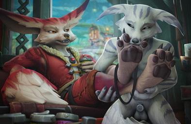 anthro balls beverage big_ears blue_eyes bodily_fluids bull_ring canned_drink chastity_cage chastity_cage_only chastity_device chastity_device_only city city_background claws clothed clothed/nude clothed_anthro clothing collar collar_only crossed_legs degradation duo ear_piercing ear_ring facial_piercing feet flat_chastity_cage foot_fetish foot_focus foot_in_mouth foot_lick foot_play foot_suck fur fur_markings furniture genital_fluids genitals glistening glistening_pawpads hindpaw humiliation jewelry leaking_penis leaking_precum leash leg_grab licking looking_at_another looking_away male male/male markings necklace nose_piercing nose_ring nude orange_eyes pawpads paws piercing precum ring ring_piercing sitting soda sofa soles sucking tail toe_in_mouth toe_suck toes tongue warehouse wearing_chastity_cage wearing_chastity_device vixenpeeks blizzard_entertainment warcraft quinn_(vulpera) supplepaws canid canine fox mammal true_fox vulpera 3d_(artwork) absurd_res digital_media_(artwork) hi_res
