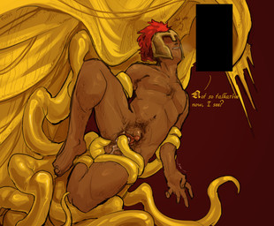 ambiguous_gender anal andromorph andromorph/ambiguous andromorph_penetrated anus armor big_clitoris bodily_fluids body_hair censored_face clitoris dark_body dark_skin dialogue double_penetration duo genital_fluids genitals headgear headgear_only helmet helmet_only human_penetrated intersex intersex/ambiguous intersex_penetrated leg_hair muscular obscured_eyes penetration red_background red_vulva restrained restrained_by_tentacles sex simple_background suspension sweat sweaty_body tan_body tan_skin teasing tentacle_sex tentacles teratophilia text vaginal vaginal_fluids vaginal_penetration vulva yellow_clothes yellow_helmet yellow_tentacles evilv2 collinlock16 microsoft minecraft mojang searching_for_a_world_that_doesn't_exist xbox_game_studios d3rlord3 the_king_in_yellow eldritch_abomination eldritch_being human mammal monster english_text hi_res trans_(lore) trans_man_(lore)