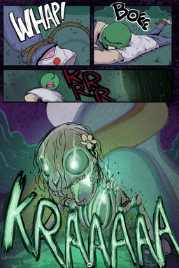 bone bound duo feral male moon night outside plant skeleton sound_effects tree shoutingisfun friendship_is_magic hasbro my_little_pony anon pear_butter_(mlp) animated_skeleton human mammal undead 2:3 comic hi_res