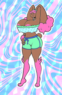 anthro areola areola_slip bottomwear clothed clothing dolphin_shorts dot_eyes female fur goopy long_legs pink_body pink_fur shorts simple_eyes skimpy solo topwear tube_top slimey_art nintendo pokemon ditto_(pokemon) generation_1_pokemon generation_4_pokemon lopunny pokemon_(species) shiny_pokemon hi_res