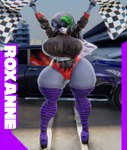 alternative_fashion anthro big_breasts black_bottomwear black_clothing black_nose black_stripes blurred_background bottomwear breasts building camel_toe car checkered checkered_flag clothed clothing dual_holding ear_piercing ear_ring eyewear female flag flag_(object) footwear glamrock green_hair green_highlights hair highlights_(coloring) holding_flag holding_object huge_breasts jacket leather leather_clothing leather_jacket leather_topwear legwear lips lipstick makeup multicolored_bottomwear multicolored_clothing multicolored_hair multiple_piercings outside pattern_clothing pattern_legwear piercing platform_footwear purple_clothing purple_footwear purple_legwear purple_lips purple_lipstick purple_tail race_queen red_bottomwear red_clothing ring_piercing road skimpy sky solo standing striped_clothing striped_legwear stripes sunglasses tail thick_thighs topwear two_tone_bottomwear two_tone_clothing two_tone_hair vehicle white_hair sunr4y five_nights_at_freddy's five_nights_at_freddy's:_security_breach scottgames steel_wool_studios roxanne_wolf canid canine canis mammal wolf 2022 3d_(artwork) absurd_res character_name digital_media_(artwork) full-length_portrait hi_res portrait shaded