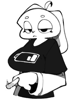 anthro big_breasts black_clothing black_shirt black_topwear breasts cigarette circle_eyebrows clothing eyebrows female fingers front_view fur holding_cigarette holding_object long_sleeves looking_at_viewer low_battery mouth_closed narrowed_eyes round_eyes shirt simple_background solo topwear white_background white_body white_ears white_eyebrows white_fur ssslommm2 lagomorph leporid mammal rabbit 2026 digital_drawing_(artwork) digital_media_(artwork) half-length_portrait monochrome portrait sketch