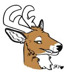 antlers fangs feral fluffy horn male semi-anthro sharp_teeth solo teeth skyfifer deer mammal absurd_res digital_media_(artwork) hi_res