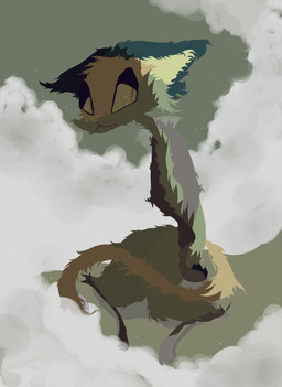ambiguous_gender anthro brown_body brown_fur cloud detailed_background fur green_body green_fur sitting solo naircat domestic_cat felid feline felis mammal 2015 digital_media_(artwork) digital_painting_(artwork) painting_(artwork)