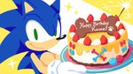 anthro birthday birthday_cake blue_body blue_fur bone cake candle clothing dessert food fruit fur gloves green_eyes handwear holding_plate male plant smile smiling_at_viewer solo strawberry text uno_yuuji hololive sega sonic_the_hedgehog_(series) vtuber inugami_korone sonic_the_hedgehog eulipotyphlan hedgehog mammal 16:9 2021 absurd_res english_text hi_res official_art widescreen