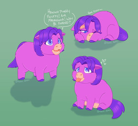 baby_talk band-aid bandage bodily_fluids crotch_breasts crying dialogue female female_feral feral fur green_background hair hooves light lying monotone_background monotone_body monotone_fur narrowed_eyes nipples on_front pink_body pink_fur purple_eyes purple_hair purple_hooves purple_tail sad simple_background sitting solo speech_bubble standing tail tan_crotch_breast tan_nipples tan_snout tears text tongue tongue_out young young_female young_feral horsebones fluffy_pony magnolia_(horsebones) fluffy_pony_(species) mammal artist_name digital_drawing_(artwork) digital_media_(artwork) english_description english_text hi_res lighting