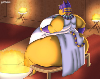 anthro belly big_belly big_breasts big_butt biped blue_hair breasts butt egyptian female female_anthro fur hair huge_belly huge_breasts huge_butt hyper hyper_belly hyper_breasts hyper_butt morbidly_obese morbidly_obese_anthro morbidly_obese_female obese obese_anthro obese_female overweight overweight_anthro overweight_female royalty solo thick_thighs wide_hips yellow_body yellow_skin dogw00d animal_crossing nintendo ankha_(animal_crossing) domestic_cat felid feline felis mammal absurd_res hi_res hieroglyphic_text