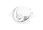 anthro biped chibi clothed clothing eyes_closed moon simple_background sleeping solo star hikari_gamba gamba_no_bouken gamba_no_bouken_(series) ganba mammal mouse murid murine rodent 2023 hi_res monochrome