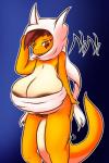 2018 2:3 absurd_res anthro areola big_breasts breasts clothing digital_media_(artwork) dittodotto dragon eyelashes female genitals hair hi_res huge_breasts looking_at_viewer mythological_creature mythological_scalie mythology nini_(dotto) non-mammal_breasts pussy scalie simple_background smile solo tail