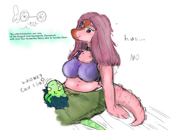 anthro anthro_on_anthro big_breasts biped blue_hair bottomwear bra breasts brown_body clothing dialogue dominant dominant_anthro dominant_female duo eyewear female fingers glasses green_body green_bottomwear green_clothing green_pants hair head_between_thighs humanoid_hands interspecies long_hair looking_at_another looking_down male male/female markings multicolored_body navel nerd non-mammal_breasts non-mammal_navel pants pink_body pink_hair purple_bra purple_clothing purple_underwear romantic romantic_couple round_glasses short_hair simple_background sitting slightly_chubby slightly_chubby_anthro slightly_chubby_female smile striped_markings stripes submissive submissive_anthro submissive_male tail talking_to_another text two_tone_body underwear white_background caldinie1 goodbye_volcano_high ko_op_(game_developer) milhouse_(gvh) stacy_(gvh) allosauroid carcharodontosaurid dilophosaurid dilophosaurus dinosaur giganotosaurus prehistoric_species reptile saurischian scalie theropod 2024 4:3 colored english_text hi_res shaded