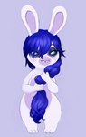 blue_eyes blush female fur hair long_ears long_hair simple_background solo white_body white_fur crookedtrees mario_bros mario_plus_rabbids_kingdom_battle nintendo raving_rabbids rayman_(series) ubisoft valkyrie_(mprkb) lagomorph mammal rabbid crossover