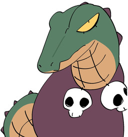 anthro bone clothed clothed_anthro clothed_female clothing countershading eyelashes female female_anthro front_view green_body mouth_closed simple_background skull solo tail tail_ridge white_background yellow_body yellow_countershading yellow_sclera xarop77 alligator alligatorid crocodilian reptile scalie 2025 digital_drawing_(artwork) digital_media_(artwork) portrait