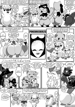 11_panel_comic ambiguous_gender answer anthro big_breasts big_butt biped black_text bow_ribbon breast_grab breasts butt dialogue ellipsis exclamation_point eyebrows eyelashes eyes_closed eyewear female feral fluffy fluffy_tail glasses hair hand_on_breast holding_another inner_ear_fluff lips looking_at_another mask motion_lines neck_tuft open_mouth open_smile paws pupils quadruped question question_mark questions_and_answers sharp_teeth smile speech_bubble standing tail talking_to_another teeth text text_box tongue tuft white_pupils white_sclera heavenlyproductions nintendo pokemon braixen dewott generation_2_pokemon generation_4_pokemon generation_5_pokemon generation_6_pokemon generation_8_pokemon gible hisuian_form hisuian_zorua lucario oshawott pokemon_(species) regional_form_(pokemon) riolu shinx teddiursa zoroark zorua 2025 absurd_res comic english_text hi_res monochrome