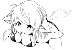 anthro bikini blush breast_squish breasts clothed clothing female fur hair heart_eyes heart_symbol kemono looking_at_viewer open_mouth simple_background skimpy smile solo squish swimwear two-piece_swimsuit gut0002 mammal 2015 monochrome