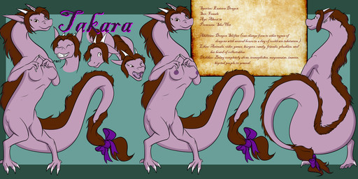 4_eyes accessory anthro areola biped breasts brown_body brown_fur brown_hair claws digitigrade ear_piercing eyes_closed featureless_breasts featureless_crotch female female_anthro front_view fur furgonomics genitals green_background hair horn knock-kneed looking_at_viewer multi_eye nipples non-mammal_breasts non-mammal_hair non-mammal_nipples nude nude_anthro nude_female open_mouth piercing purple_areola purple_body purple_eyes purple_mouth purple_nipples purple_tongue rear_view simple_background smile solo standing tail tail_accessory teeth text tongue vulva halcy0n mythology takara_(takarakitsune) dragon eastern_dragon mythological_creature mythological_scalie scalie 2019 character_name colored hi_res model_sheet