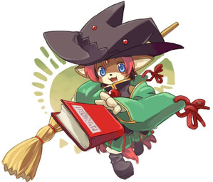 :3 anthro clothed clothing female forehead_gem gem hair hat headgear headwear pink_hair pink_tail solo tail witch_hat young kishibe shinrabanshou haruto_feruto