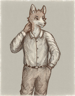 anthro belt belt_buckle bottomwear buckle clothed clothed_anthro clothed_male clothing ears_up eyebrows hand_in_pocket looking_forward male pants pockets shirt solo topwear reynard_goodfellow ashley_(reynard_goodfellow) canid canine canis mammal wolf