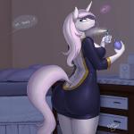 1:1 2015 anthro anthrofied bed big_butt breasts butt clothed clothing digital_media_(artwork) english_text equid equine exposure_variation female fleur_de_lis_(mlp) friendship_is_magic furniture hair hasbro horn kevinsano mammal my_little_pony mythological_creature mythological_equine mythology perfume perfume_atomizer pillow solo text thick_thighs unicorn