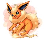 3_toes ambiguous_gender black_nose eeveelution feet feral flareon fluffy fluffy_tail fur generation_1_pokemon hakuginnosora head_tuft nintendo open_mouth orange_body orange_fur pokemon pokemon_(species) simple_background solo tail toes tuft