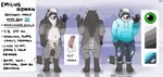 anthro avoid_posting balls bottomwear butt character_name clothing conditional_dnp denim denim_bottomwear denim_clothing emile_rowan english_text fluffy front_view fur genitals grey_body hi_res hoodie jeans looking_at_viewer male mammal model_sheet overweight overweight_male pants penis procyonid raccoon rear_view saerixdurr signature slightly_chubby solo text topwear torn_bottomwear torn_clothing torn_jeans torn_pants