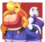 anthro big_breasts big_butt breasts butt cleavage clothed clothing duo ear_piercing ear_ring female female/female gloves handwear huge_breasts huge_butt navel piercing ring_piercing braffy activision crash_bandicoot_(series) undertale undertale_(series) tawna_bandicoot toriel bandicoot bovid caprine goat mammal marsupial absurd_res hi_res