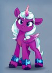 blue_eyes braided_hair female feral grumpy hair hooves horn quadruped solo wings rutkotka hasbro mlp_g5 my_little_pony mythology opaline_(mlp) equid equine mammal mythological_creature mythological_equine winged_unicorn hi_res portrait