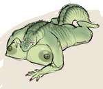 anthro big_breasts breasts eyeshadow female long_nails lying makeup nipple_piercing nipples non-mammal_breasts on_front overweight overweight_anthro overweight_female piercing solo vainovalkea crocodilian reptile scalie hi_res