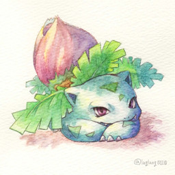 ambiguous_gender blush blush_lines caressing claws disembodied_hand duo eyes_closed fangs feral flower green_body humanoid_hands leaf plant simple_background solo teeth touching_face luglung0110 nintendo pokemon elemental_creature flora_fauna generation_1_pokemon ivysaur pokemon_(species) 1:1