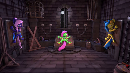 bat_wings bdsm bodily_fluids bondage bondage_furniture bound brush chain crying_laughing dungeon feathers feet female feral group hair helpless horn laugh magic magic_suppression membrane_(anatomy) membranous_wings nude nude_female open_mouth restraints saint_andrew's_cross sex_dungeon spread_eagle straps struggling submissive submissive_female submissive_feral tail tears tickle_fetish tickle_torture tickling tickling_armpits tickling_feet tickling_thighs torture trio wings montaraz13 hasbro my_little_pony mythology fan_character bat_pony equid equine mammal mythological_creature mythological_equine pegasus unicorn 16:9 3d_(artwork) 3d_animation animated digital_media_(artwork) hi_res long_playtime no_sound source_filmmaker_(artwork) webm widescreen