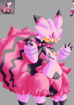 anthro arthropod_abdomen black_body black_nipples blush breasts duo female floating_hands fur grey_body mostly_offscreen_human multi_leg multi_limb nipple_fetish nipple_play nipples pink_body pink_fur small_breasts yellow_eyes cafecat palworld pocketpair arachnid arthropod pal_(species) spider tarantriss taur absurd_res hi_res