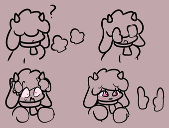 clothing collar cowbell embarrassed female flustered forced glistening glistening_eyes oversized_clothing oversized_sweater oversized_topwear plushie sweater topwear viabird anon shyla_goat animate_inanimate bovid caprine goat living_plushie mammal