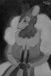 anthro big_breasts black_background black_body black_fur breasts cleavage clothed clothing dress female frilly frilly_clothing fur looking_at_viewer pattern_clothing pose pupils queen royalty simple_background sitting slit_pupils solo striped_clothing stripes sejantlamb mammal murid murine rat rodent 2019 charcoal_(artwork) greyscale half-length_portrait hi_res monochrome pastel_(artwork) portrait traditional_media_(artwork)