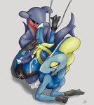 anal anal_penetration bdsm bodily_fluids bondage bound cum cum_in_ass cum_inside cum_pool duo genital_fluids heart_eyes heart_symbol legs_tied male male/male male_penetrated male_penetrating male_penetrating_male open_mouth penetration sex simple_background tail ulithefurry nintendo pokemon garchomp generation_4_pokemon generation_8_pokemon inteleon pokemon_(species) hi_res