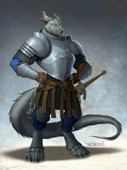 anthro armor belt chainmail claws clothing digitigrade fur gloves grey_body grey_fur handwear horn male melee_weapon pauldron plate_armor scabbard simple_background solo standing sword tail warhammer_(weapon) weapon vanharmontt mythology canid canine canis dragon hybrid mammal mythological_creature mythological_scalie reptile scalie wolf 2025 absurd_res digital_media_(artwork) hi_res