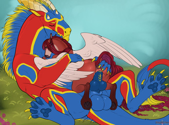 anal anal_fingering anal_penetration anus balls big_balls big_penis butt claws duo equine_anus erection feathered_wings feathers feet female female_feral female_on_top female_penetrated feral feral_on_feral feral_penetrated feral_penetrating feral_penetrating_feral fingering from_front_position fur genitals hooves horn interspecies knot knotted_penis larger_male logo lying male male/female male_feral male_on_bottom male_penetrating male_penetrating_female on_back on_bottom on_top outside_sex penetration penile penile_penetration penis penis_in_vagina quadruped sex size_difference smaller_female smaller_penetrated smile tail text toes vaginal vaginal_penetration vulva wings angellsview3 conditional_dnp mythology angell_(angellsview3) kachayin_(greifenherz) dragon equid equine mammal mythological_creature mythological_equine mythological_scalie pegasus scalie 2026 absurd_res artist_logo artist_name digital_drawing_(artwork) digital_media_(artwork) hi_res