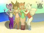 anthro artist_initials breasts butt clothing ear_piercing female group multi_tail neck_tuft nipples onesie piercing swimwear tail tuft volcano-kaiser nintendo pokemon alolan_form alolan_vulpix eevee generation_1_pokemon generation_4_pokemon generation_7_pokemon pokemon_(species) regional_form_(pokemon) shinx vulpix 2021 4:3 artist_name dated