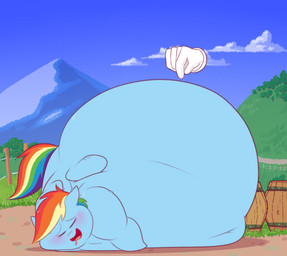 belly big_belly big_butt blue_body blush butt cutie_mark disembodied_hand duo female feral hair huge_belly huge_butt hyper hyper_belly hyper_butt looking_pleasured lying morbidly_obese morbidly_obese_female multicolored_hair multicolored_tail obese obese_female on_side overweight overweight_female rainbow_hair rainbow_tail solo_focus tail wings ridiculouscake friendship_is_magic hasbro my_little_pony mythology rainbow_dash_(mlp) equid equine mammal mythological_creature mythological_equine pegasus 2015 animated
