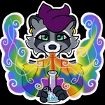 bong drugs marijuana rainbow smoke smoking smoking_bong solo sticker misspooks mammal procyonid raccoon 1:1 alpha_channel digital_media_(artwork)