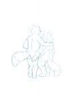 2018 anthro bravo butt butt_grab canid canine disney duo embrace fox gideon_grey hand_on_butt hi_res hug humanoid_hands incest_(lore) kody_rowan_(character) male male/male mammal overweight overweight_male red_fox simple_background sketch true_fox white_background zootopia