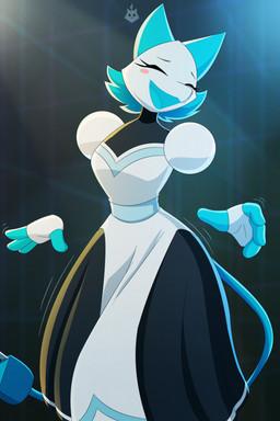 4_fingers anthro cable_tail clothing electrical_plug_tail eyelashes eyes_closed female fingers floating_hands machine open_mouth solo tail kirumo-kat deltarune undertale_(series) tasque_manager darkner felid mammal robot 2022 2:3 absurd_res digital_media_(artwork) hi_res