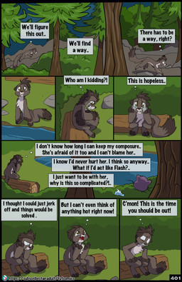 anthro black_body black_fur black_hair blue_body blue_fur bodily_fluids crying dialogue dipstick_tail feet fingerless_(marking) forest fur group hair holding_tail looking_down male markings night outside plant purple_body purple_fur river solo_focus tail tail_markings tears text toeless_(marking) tree trio water yellow_eyes fuf flint_(fuf) shell_(fuf) mammal mink mustelid musteline otter true_musteline weasel absurd_res comic english_text hi_res