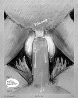 3_toes anthro balls bodily_fluids border cum cum_string erection feet genital_fluids genitals male male/male male_penetrated male_penetrating male_penetrating_male penetration penile penile_penetration penis penis_in_penis sex sound_effects speech_bubble toes urethral urethral_penetration sharkinthepark 2026 4:5 absurd_res comic greyscale hi_res monochrome