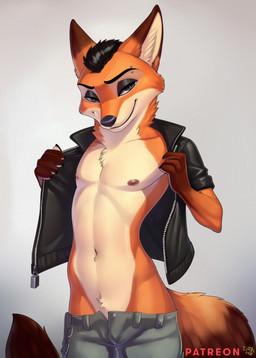 alternative_fashion anthro athletic athletic_anthro athletic_male bedroom_eyes bottomwear clothed clothing eyebrow_piercing eyeshadow facial_piercing fur hair jacket leather leather_clothing leather_jacket leather_topwear looking_at_viewer makeup male male_anthro narrowed_eyes navel nipples open_bottomwear open_clothing open_pants orange_body orange_fur pants pecs piercing pose punk seductive short_hair smile solo topless topwear undressing_self essien patreon canid canine fox mammal red_fox true_fox 2025 digital_drawing_(artwork) digital_media_(artwork) hi_res signature