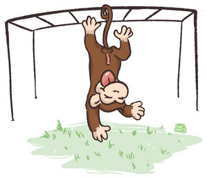 anthro balls brown_body erection eyes_closed feet fur genitals male nude penis simple_background smile solo tail tongue tongue_out young young_anthro young_male sourcherryad curious_george_(series) curious_george haplorhine mammal monkey primate