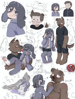 ambiguous_gender anthro blush bottomwear clothing duo feral fur hair licking looking_back male shirt shorts smile t-shirt tail tail_motion tailwag tongue topwear chantilly_art clinical_trial angel_martinez lee_smith animal_humanoid canid canid_humanoid canine canine_humanoid canis dog_humanoid domestic_dog human humanoid lagomorph lagomorph_humanoid leporid leporid_humanoid mammal mammal_humanoid rabbit rabbit_humanoid digital_media_(artwork) hi_res nonbinary_(lore)