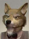 anthro bow_(feature) bow_tie brown_eyes clothed clothing facial_hair fur goatee grey_background male simple_background solo tan_body tan_fur whiskers white_body white_fur conditional_dnp jonas tamberlane_(comic) claude_oakewood canid canine canis coyote mammal 2019 3:4 digital_media_(artwork) hi_res portrait