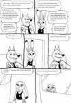anthro bernielover blush canid canine canis clothing comic disney driving duo english_text female fur hi_res judy_hopps lagomorph leporid long_ears male mammal monochrome officer_fangmeyer police police_uniform rabbit simple_background smile speech_bubble text uniform white_background wolf zootopia